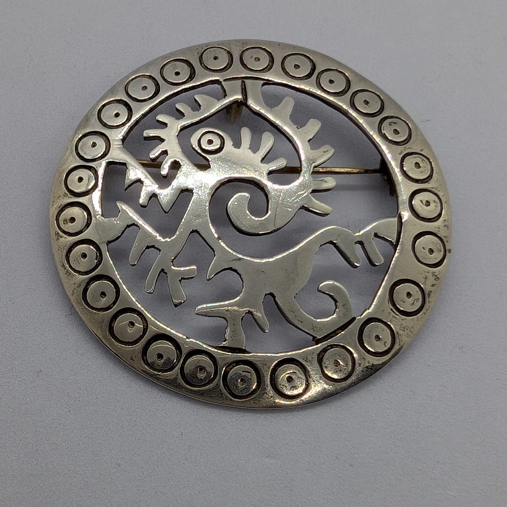 VINTAGE MEXICO TAXCO STERLING SILVER SIGNED JS OPENWORK  BROOCH PIN AND PENDANT
